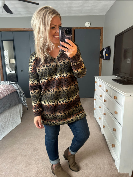 Opal ombre animal print top