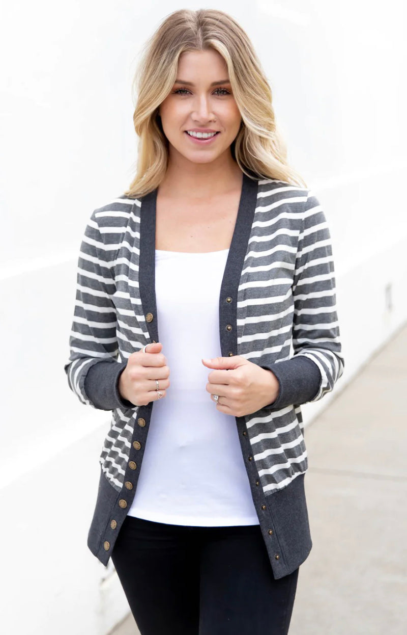 PLUS Betty button stripped cardigan *last chance